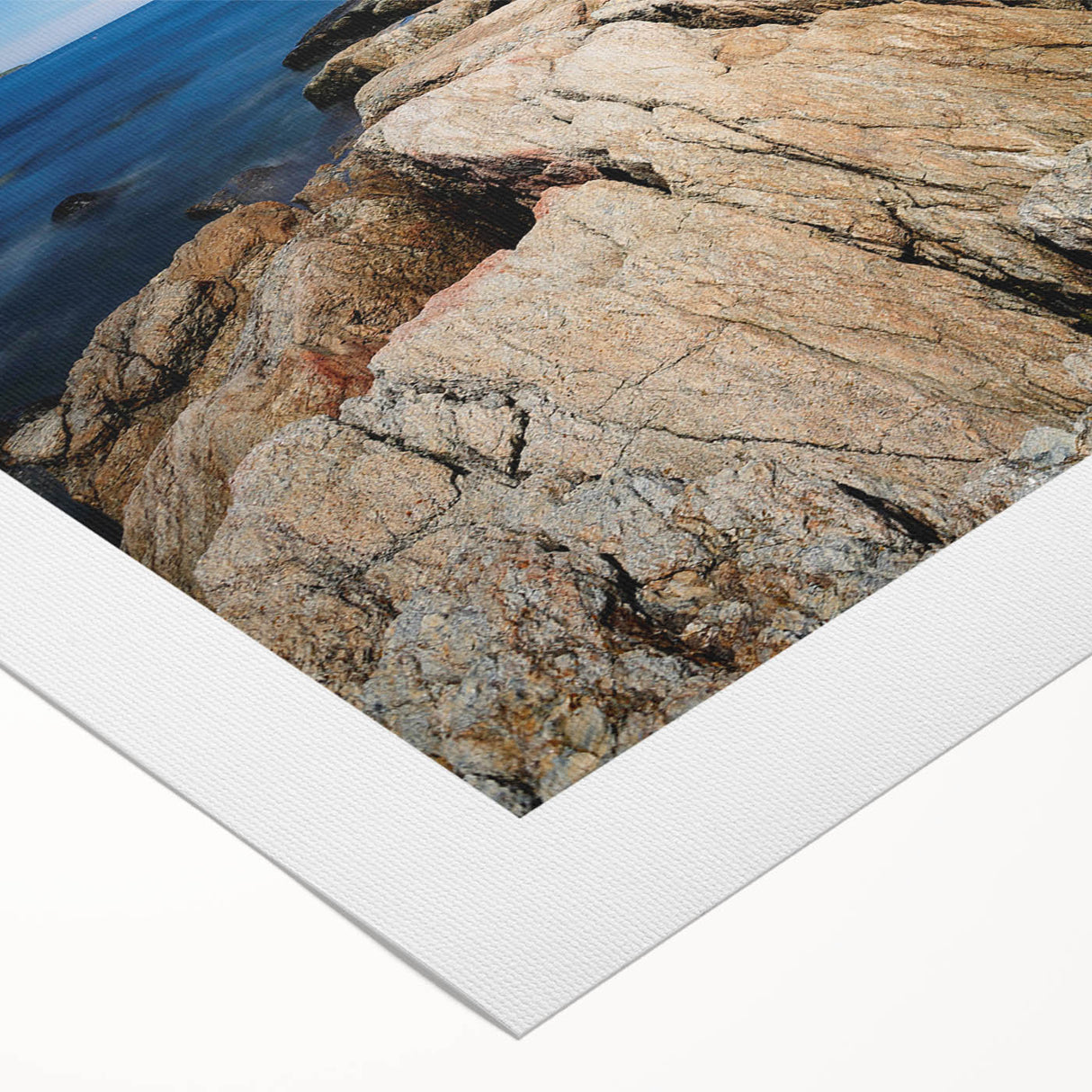 Art deco poster featuring a serene New Hampshire landscape in muted green and blue tones on rolled canvas.