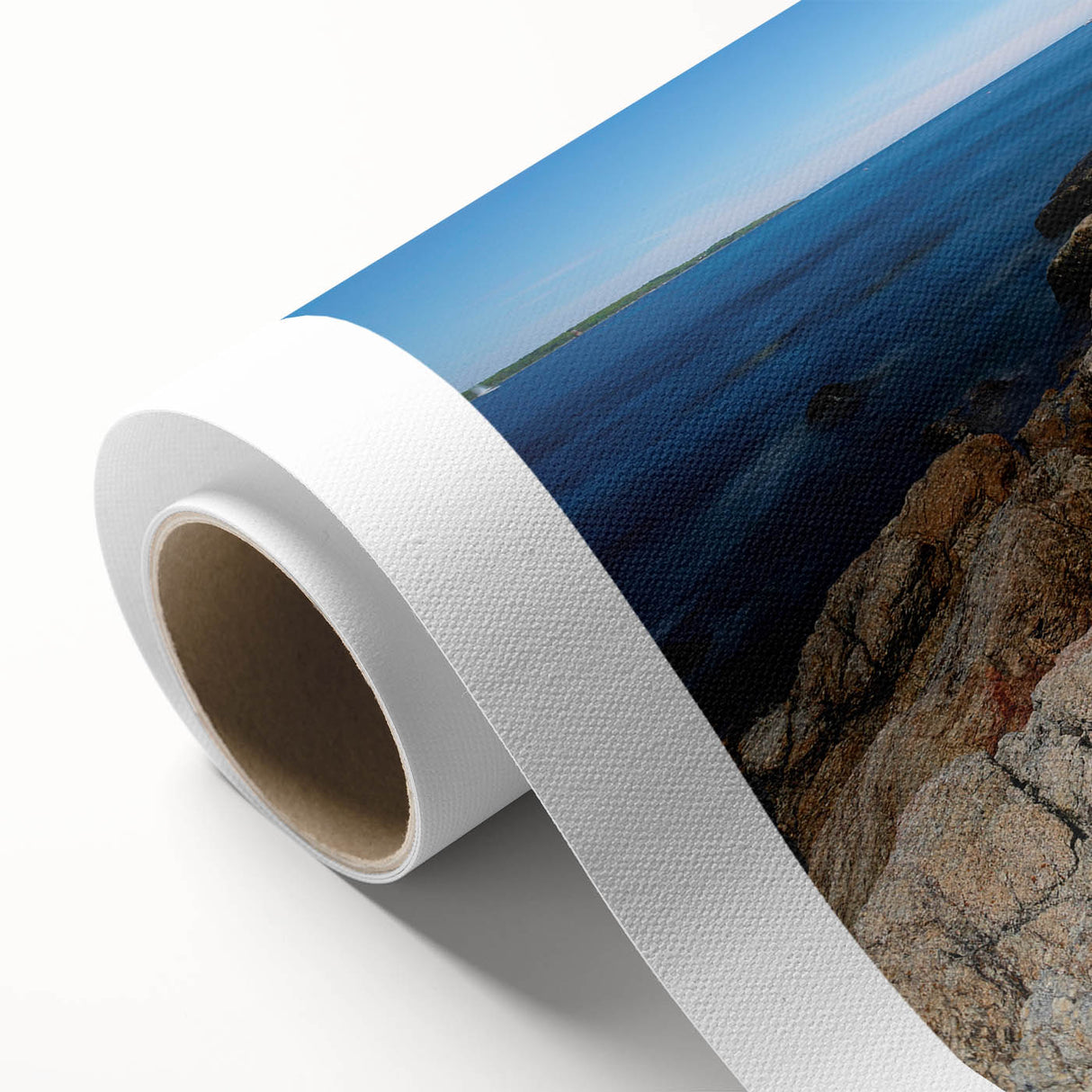 Art Deco poster of New Hampshire scenery on rolled canvas, featuring muted earth tones, ideal for nursery wall art.
