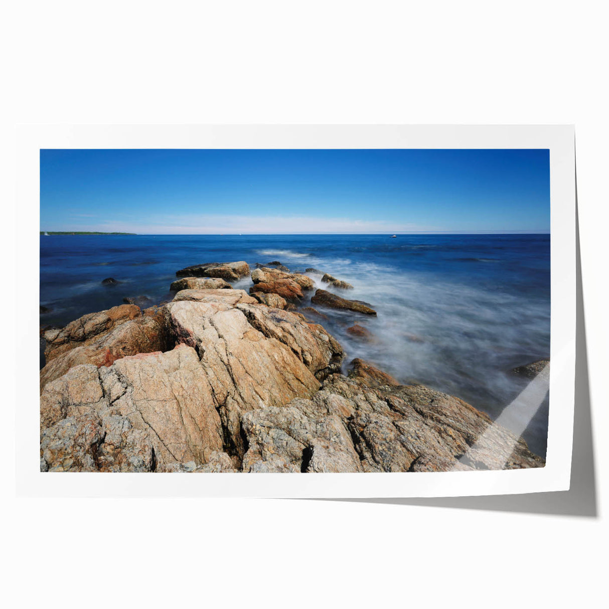 Rolled print of New Hampshire scenery with vibrant green and blue tones, ideal for art wall dining room.