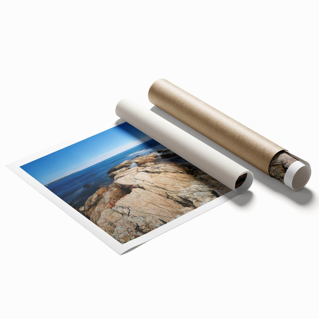 Extra large rolled print of New Hampshire scenery with floral elements in soft pastel colors.