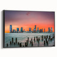 Black and white vintage poster art of a New Jersey landscape on framed canvas, ideal for bedroom wall decor.