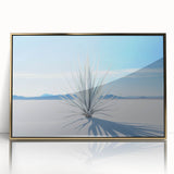 Large art print of White Sands, New Mexico with muted earth tones on a framed acrylic, ideal for modern art wall decor.