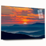 Large abstract wall art depicting the Blue Ridge scenery in North Carolina on acrylic glass.
