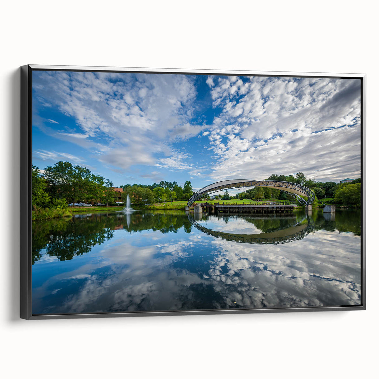 Black and white framed canvas featuring a vintage-style Charlotte, North Carolina skyline, ideal for bedroom wall decor.
