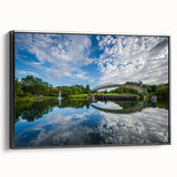 Black and white framed canvas featuring a vintage-style Charlotte, North Carolina skyline, ideal for bedroom wall decor.