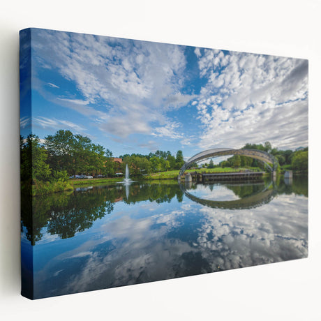 Charlotte skyline depicted in muted blue and gray tones on a large stretched canvas, suitable for kitchen wall art.