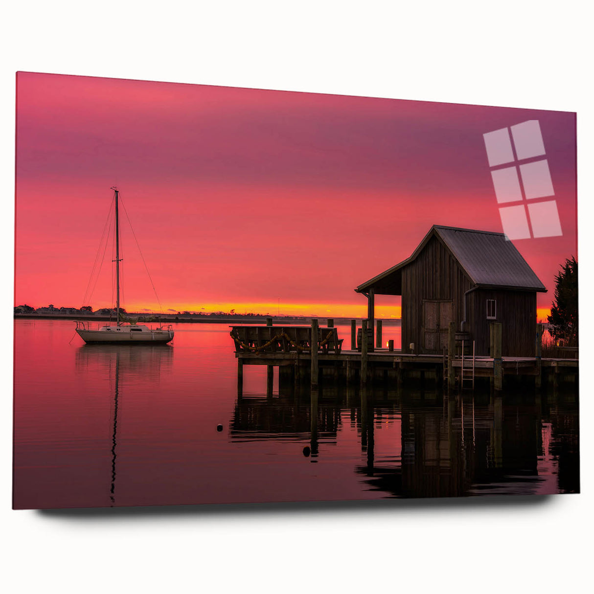 Acrylic print of the Outer Banks, North Carolina, in muted blue and green tones, suitable for bedroom or dining room decor.