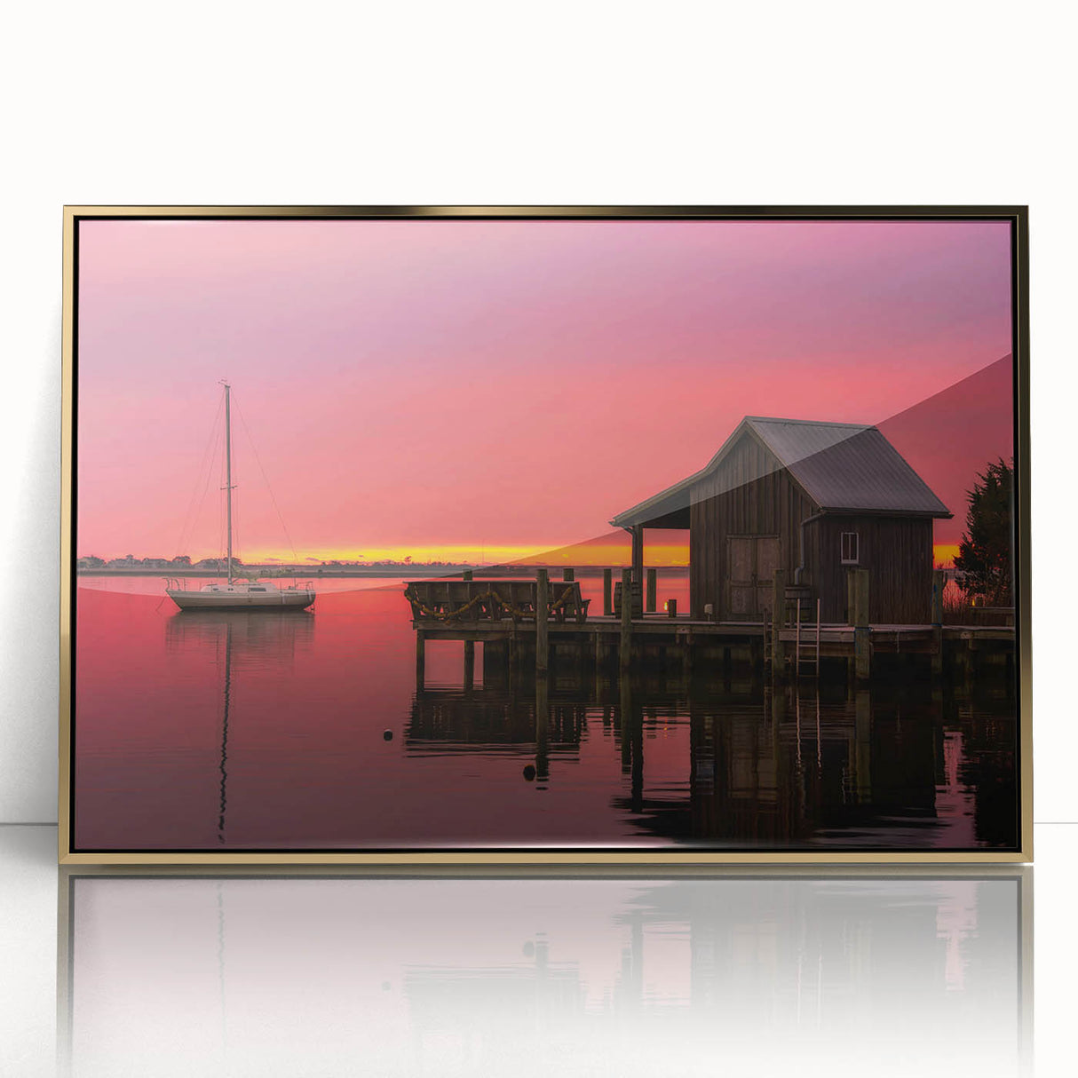 Large acrylic print of Outer Banks, North Carolina scenery in mid-century modernist style.
