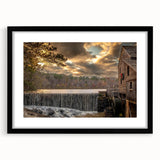 Extra large abstract art print of Raleigh scenery in vibrant colors on a black framed canvas, ideal for living room decor.