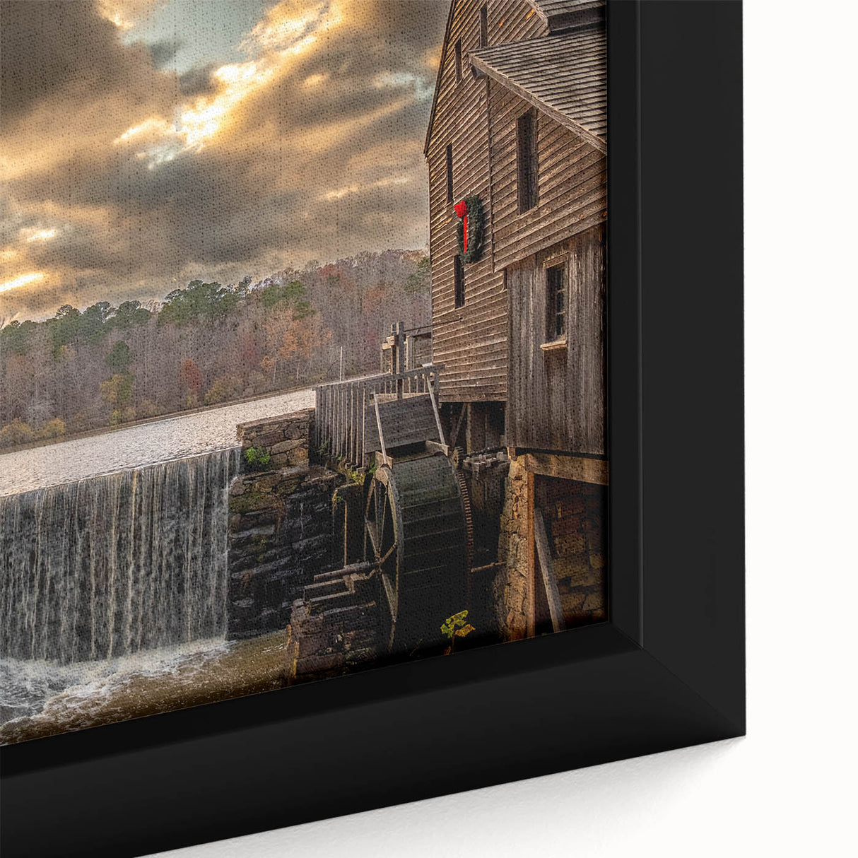 Textured black wall art depicting a colorful Raleigh, North Carolina skyline on extra large framed canvas.
