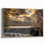 Framed canvas landscape art painting featuring the Raleigh, North Carolina skyline in muted black and silver tones.