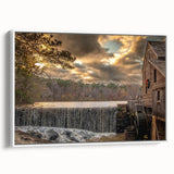 Vintage poster art of Raleigh, North Carolina, in colorful hues on a large framed canvas, ideal for living room decor.
