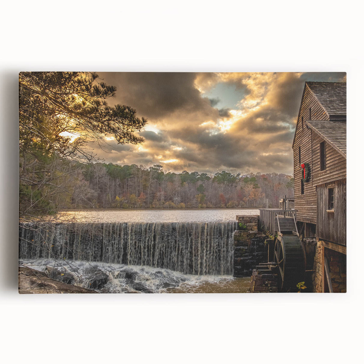 Black and white stretched canvas of Raleigh, North Carolina skyline, suitable for kitchen wall art.