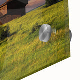 Large abstract wall art depicting North Dakota scenery in mid-century modernist style on acrylic glass.