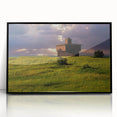 Large abstract wall art depicting North Dakota scenery in muted earth tones on a framed acrylic print.