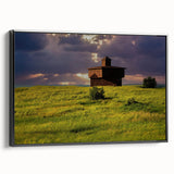 Black and white framed canvas of a North Dakota landscape, ideal for bedroom wall decor.