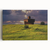 Black and white photograph of a North Dakota landscape on a large stretched canvas, suitable for kitchen wall art.