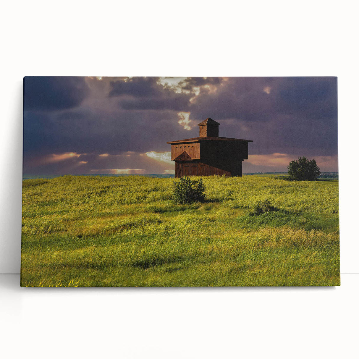 Black and white stretched canvas of North Dakota scenery, ideal for kitchen wall art or bedroom ambiance.