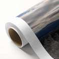 Art deco poster of Adirondacks scenery in muted green and blue tones on rolled canvas, ideal for nursery wall art.