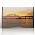 Large abstract wall art depicting Long Island scenery in muted colors, framed in black acrylic.
