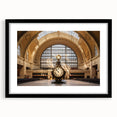 Abstract art print of NYC's Grand Central in vibrant colors on a large textured canvas, ideal for living room decor.