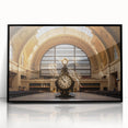 Large abstract wall art depicting NYC's Grand Central in muted gray tones, framed in black acrylic.