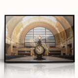 Large abstract wall art depicting NYC's Grand Central in muted gray tones, framed in black acrylic.
