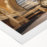 Art deco poster of Grand Central Station in muted monochrome, rolled canvas, suitable for dining room wall.