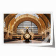 Grand Central Station illustration in muted gray and blue tones on a rolled canvas, suitable for art wall dining room.