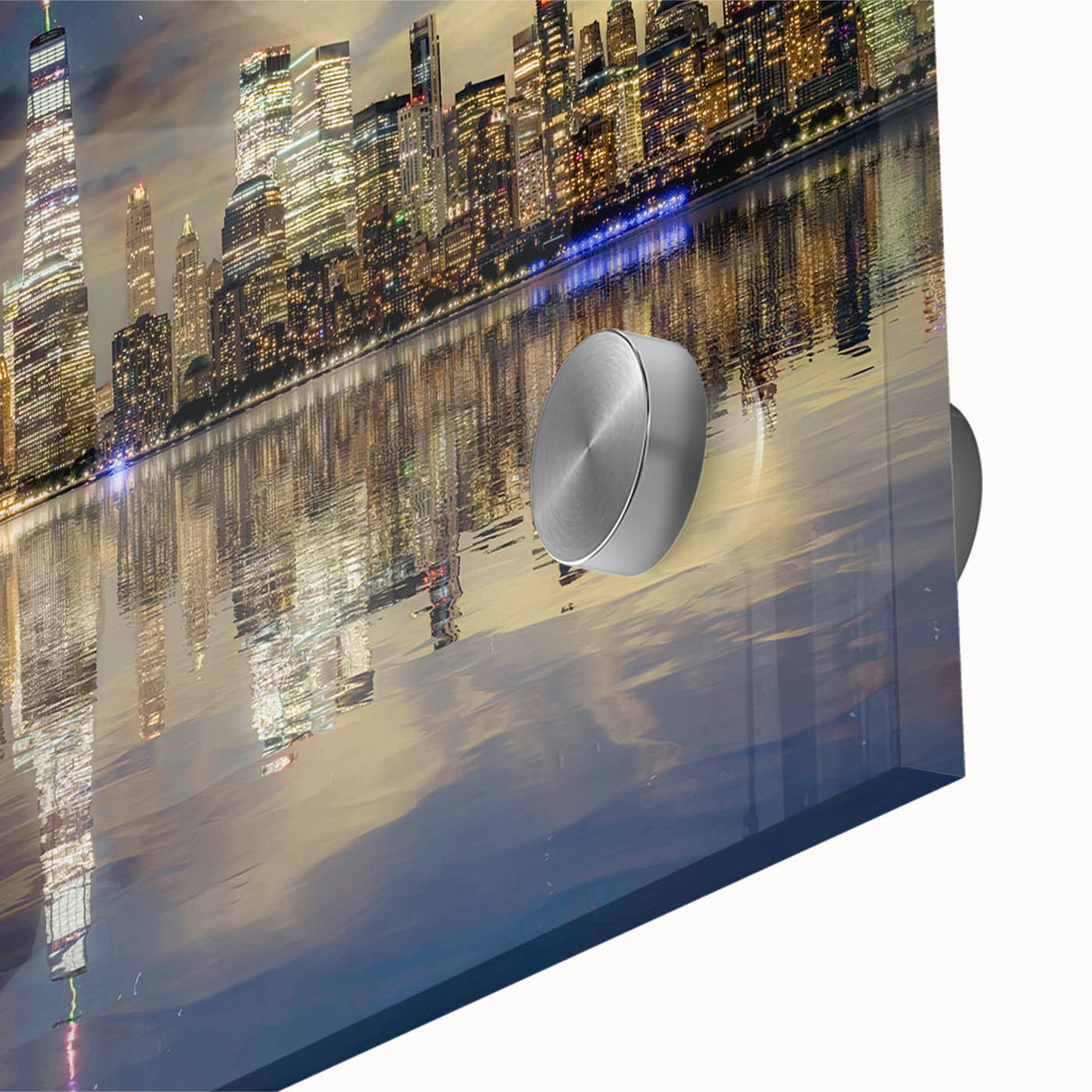 Acrylic print of the Statue of Liberty in muted gray tones, ideal for dining room art in a mid-century modernist style.
