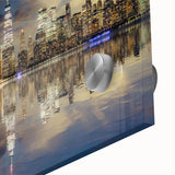 Acrylic print of the Statue of Liberty in muted gray tones, ideal for dining room art in a mid-century modernist style.