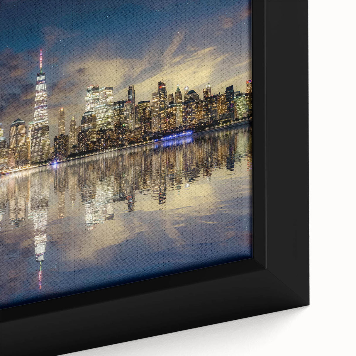 Close-up of black wall art featuring a textured depiction of the Statue of Liberty with colorful accents.
