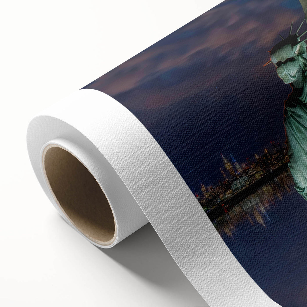 Art Deco poster of the Statue of Liberty in monochrome shades on rolled canvas.