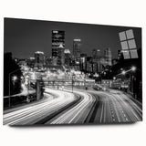 Large abstract wall art of Pittsburgh skyline in muted gray and blue tones on acrylic glass.