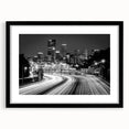 Extra large framed wall art featuring a colorful abstract depiction of the Pittsburgh skyline, ideal for living room decor.