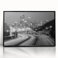 Large abstract wall art depicting the Pittsburgh skyline in black and white tones on a framed acrylic.