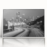 Art deco poster of Pittsburgh skyline in muted gray, framed acrylic, ideal for modern art wall decor in a nursery.