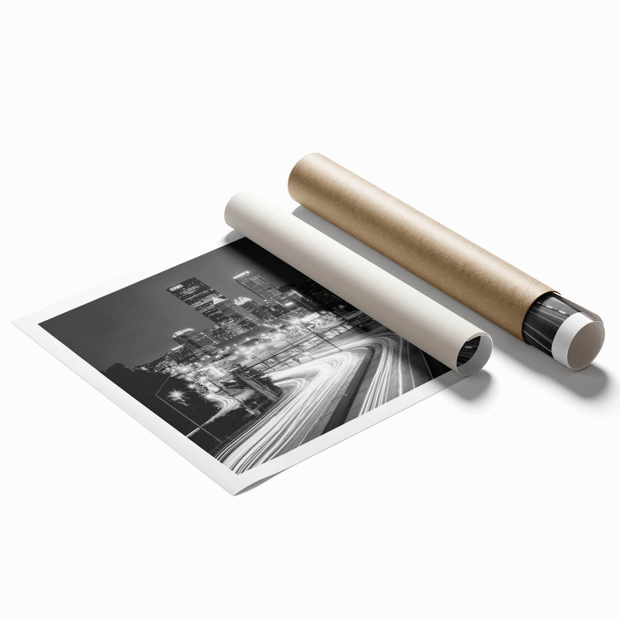 Extra large rolled print of Pittsburgh scenery with muted floral art.