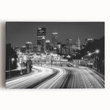 Black and white photograph of Pittsburgh skyline on large stretched canvas, suitable for kitchen wall art.