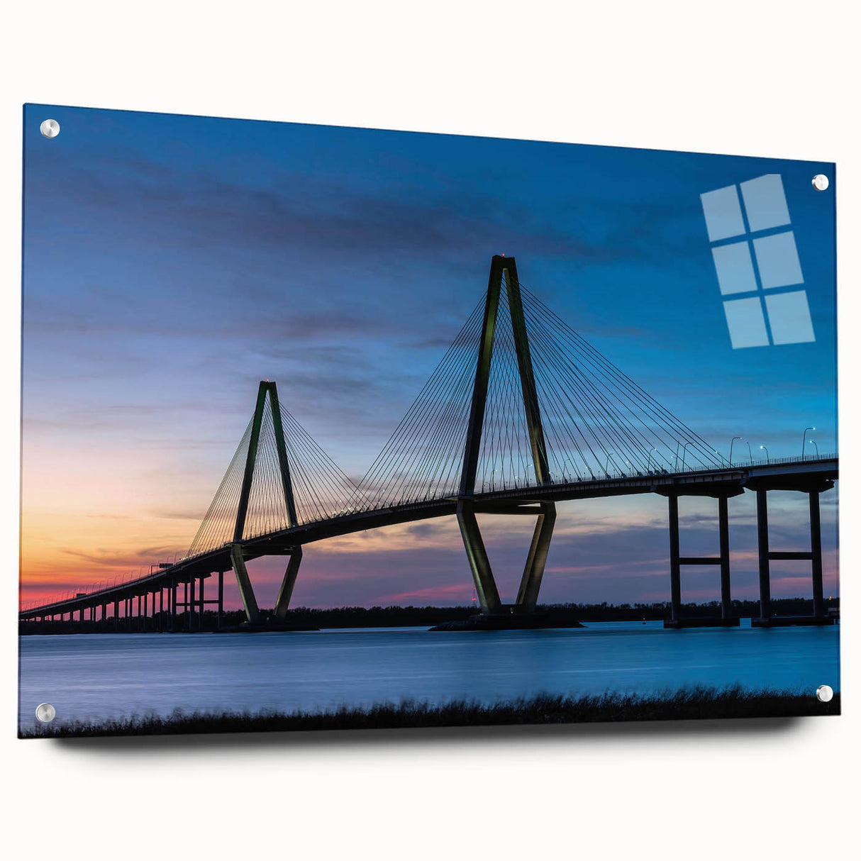 Acrylic print of Charleston, South Carolina, featuring a large abstract design in muted earth tones.