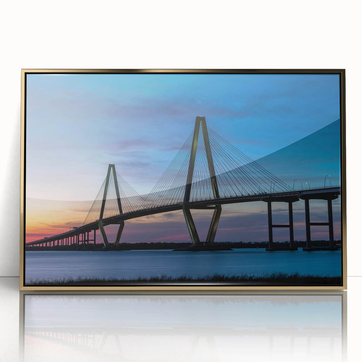 Framed acrylic print of Charleston, South Carolina, in gold tones, ideal for nursery or modern decor.