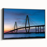 Black and white framed canvas of Charleston landscape in vintage poster style, ideal for bedroom wall decor.