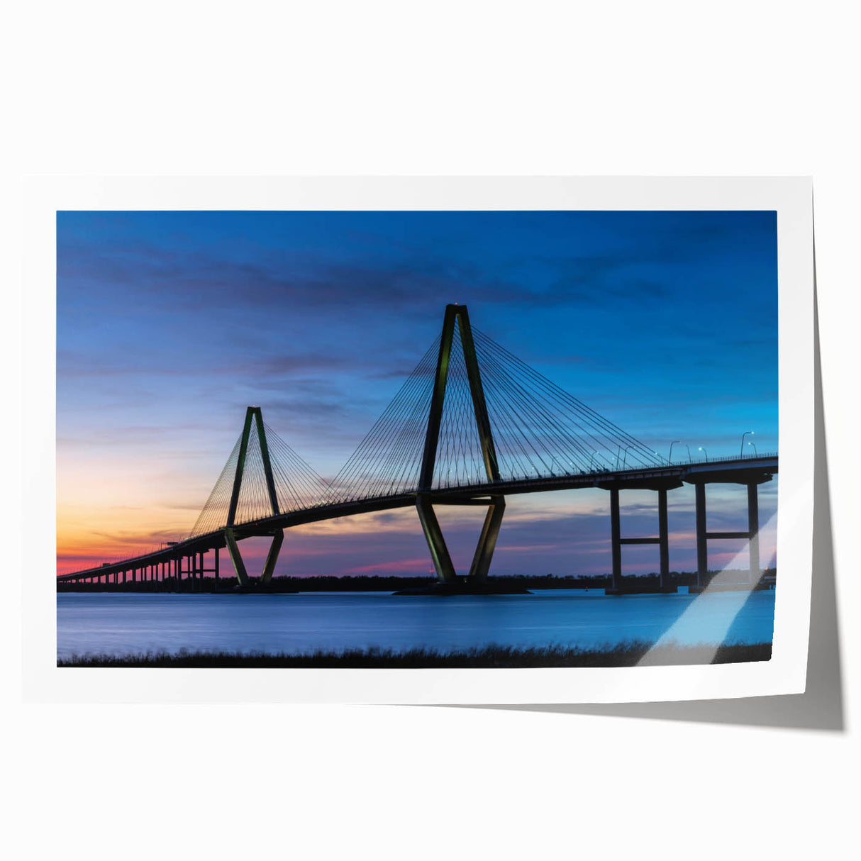 Rolled print of Charleston, South Carolina scenery with floral elements in soft pastel shades.
