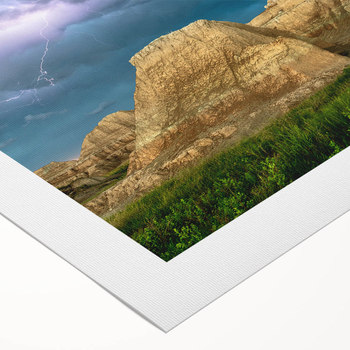 Art deco poster of South Dakota Badlands in muted earth tones on rolled canvas, suitable for dining room decor.