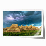 Extra large rolled print of South Dakota Badlands landscape in muted earth tones, ideal for dining room wall art.