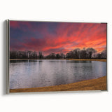 Framed canvas of a colorful Memphis, Tennessee landscape in vintage poster style, ideal for living room decor.