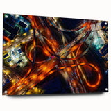 Acrylic print of Dallas skyline in muted gray and blue tones, ideal for dining room art.