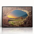 Large abstract wall art depicting Arches National Park in muted earth tones on a framed acrylic.