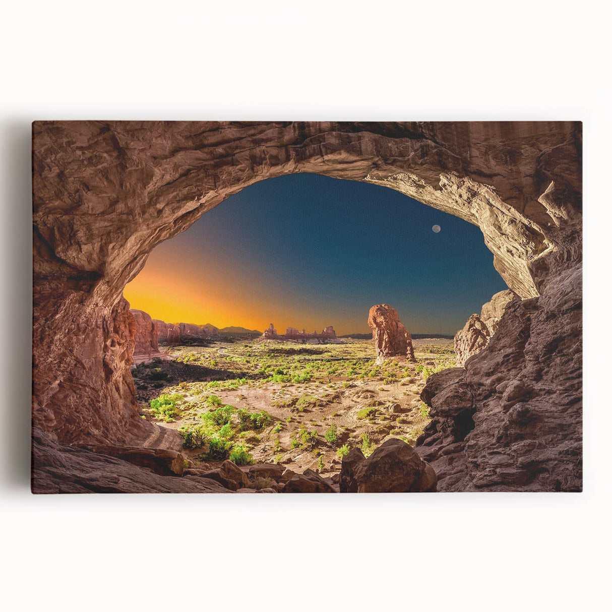 Black and white large canvas print of Arches National Park, ideal for kitchen wall art.