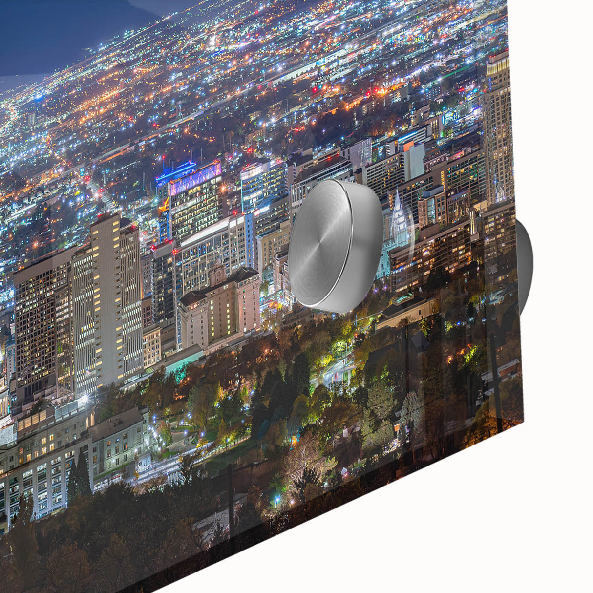 Large abstract depiction of Salt Lake City in muted earth tones on acrylic glass, suitable for dining room art.